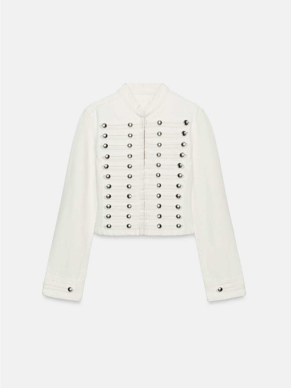 BNWT Zara White Military-Style Cropped Jean Jacket